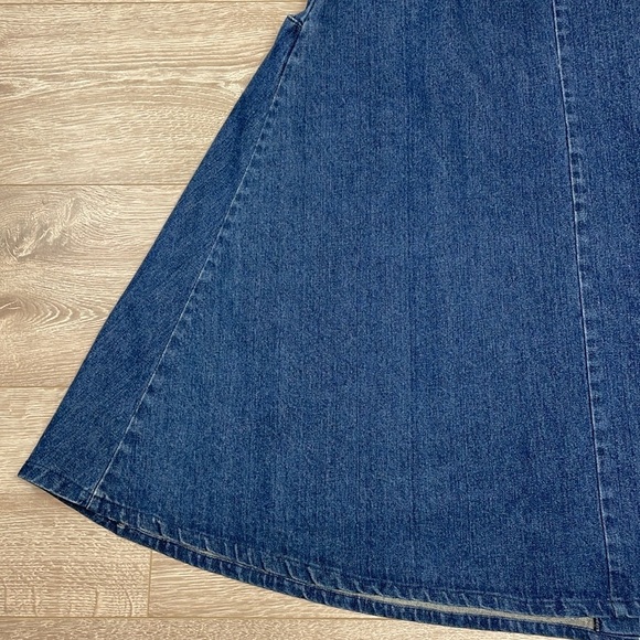 Vintage 100% Cotton Denim Snap Front A-Line Midi Jean Skirt 14 - Picture 13 of 14